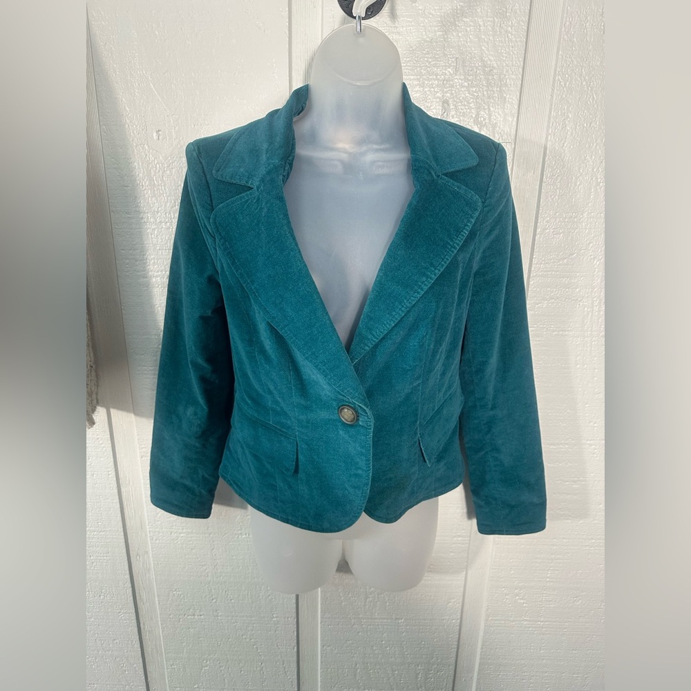 Caslon Women’s Teal Single Button Blazer Size Small Petite EUC